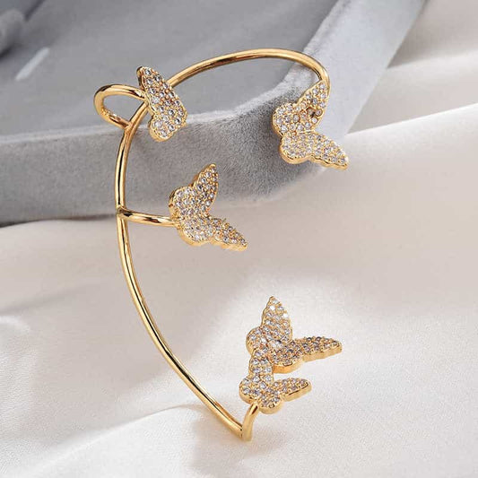 Sparkling Zircon Butterfly Ear Clips - BiBa Beauty
