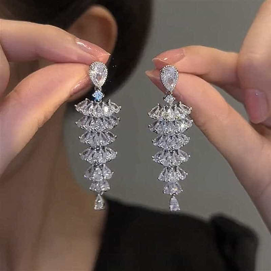 Sparkling Zircon Drop Earrings - BiBa Beauty